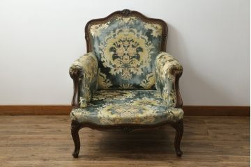 中古　美品　カリモク家具(karimoku)　domani(ドマーニ)　Louis(ルイ)XVシリーズ　ルイ15世　優雅なひとときを演出してくれる1人掛けソファ(定価約50万円)(アームソファ、一人掛け、1P)(R-054026)