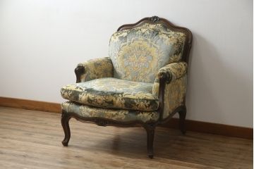 中古　カリモク家具(karimoku)　domani(ドマーニ)　Louis(ルイ)XVシリーズ　ルイ15世　優雅なひとときを演出してくれる1人掛けソファ(定価約50万円)(アームソファ、一人掛け、1P)(R-054027)