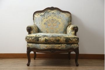 中古　カリモク家具(karimoku)　domani(ドマーニ)　Louis(ルイ)XVシリーズ　ルイ15世　優雅なひとときを演出してくれる1人掛けソファ(定価約50万円)(アームソファ、一人掛け、1P)(R-054027)