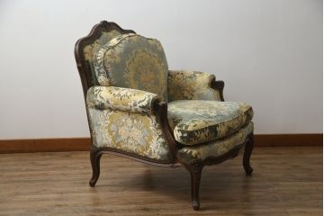 中古　カリモク家具(karimoku)　domani(ドマーニ)　Louis(ルイ)XVシリーズ　ルイ15世　優雅なひとときを演出してくれる1人掛けソファ(定価約50万円)(アームソファ、一人掛け、1P)(R-054027)