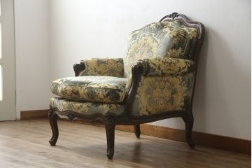 中古　カリモク家具(karimoku)　domani(ドマーニ)　Louis(ルイ)XVシリーズ　ルイ15世　優雅なひとときを演出してくれる1人掛けソファ(定価約50万円)(アームソファ、一人掛け、1P)(R-054027)