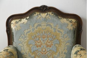 中古　カリモク家具(karimoku)　domani(ドマーニ)　Louis(ルイ)XVシリーズ　ルイ15世　優雅なひとときを演出してくれる1人掛けソファ(定価約50万円)(アームソファ、一人掛け、1P)(R-054027)