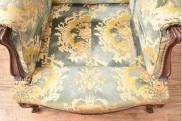 張替え費込み!! 中古　カリモク家具(karimoku)　domani(ドマーニ)　Louis(ルイ)XVシリーズ　ルイ15世　優雅なひとときを演出してくれる1人掛けソファ(定価約50万円)(アームソファ、一人掛け、1P)(R-054028)