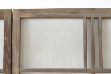 アンティーク建具　経年を感じる風合いが魅力のガラス戸2枚セット(引き戸、建具)(R-054040)
