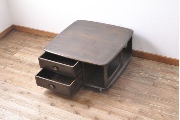 イギリスビンテージ　ERCOL(アーコール)　丸みのあるフォルムが愛らしい、希少なパンドラボックスコーヒーテーブル(センターテーブル、ローテーブル、ヴィンテージ)(R-054074)
