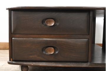 イギリスビンテージ　ERCOL(アーコール)　丸みのあるフォルムが愛らしい、希少なパンドラボックスコーヒーテーブル(センターテーブル、ローテーブル、ヴィンテージ)(R-054074)