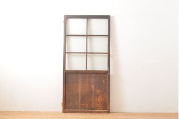 アンティーク建具　シンプルなデザインにゆらゆらガラスがアクセントのガラス扉(ドア、建具)(R-054090)