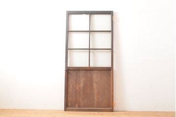 アンティーク建具　シンプルなデザインにゆらゆらガラスがアクセントのガラス扉(ドア、建具)(R-054090)