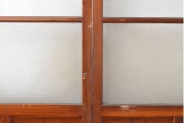 アンティーク建具　シンプルなデザインのガラス戸2枚(引き戸、建具)(R-054091)