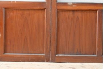 アンティーク建具　シンプルなデザインのガラス戸2枚(引き戸、建具)(R-054091)