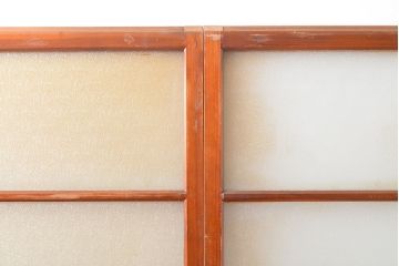 アンティーク建具　シンプルなデザインのガラス戸2枚(引き戸、建具)(R-054091)