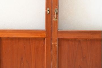 アンティーク建具　シンプルなデザインのガラス戸2枚(引き戸、建具)(R-054091)