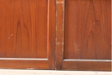 アンティーク建具　シンプルなデザインのガラス戸2枚(引き戸、建具)(R-054091)