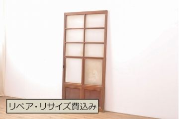 和製アンティーク　昔懐かしい佇まいが魅力のガラス戸1枚(引き戸、建具)(R-054132)