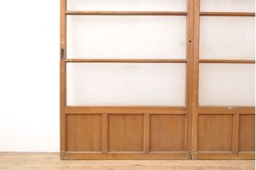 和製アンティーク　ノスタルジックな雰囲気漂うガラス戸2枚セット(引き戸、建具)(R-054136)