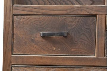 和製アンティーク　前面ケヤキ材　黒柿縁　異なる木目を楽しめる収納棚(戸棚、食器棚)(R-054147)