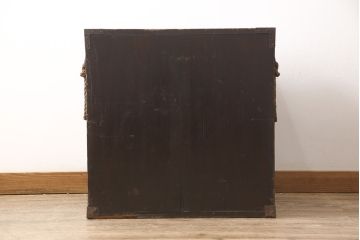 和製アンティーク　明治期　希少!!　最高級品　完全オリジナル　外箱付き　重厚感のある素晴らしいつくりの金具が魅力的な三段タイプの佐渡船箪笥(舟箪笥、帳箱、小物収納、銭箱、時代箪笥)(R-054164)