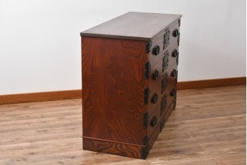 中古　岩谷堂箪笥　天板リメイク　趣きのある和を感じさせる渋い佇まいのチェスト　(R-054166)