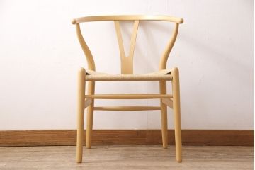 中古　北欧家具　デンマーク　ビーチ材　CARL HANSEN & SON(カール・ハンセン&サン) CH24 Yチェア ナチュラルスタイルの空間づくりにおすすめのペーパーコードダイニングチェア(アームチェア)(R-054167)