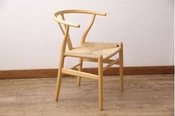 中古　北欧家具　デンマーク　ビーチ材　CARL HANSEN & SON(カール・ハンセン&サン) CH24 Yチェア ナチュラルスタイルの空間づくりにおすすめのペーパーコードダイニングチェア(アームチェア)(R-054167)