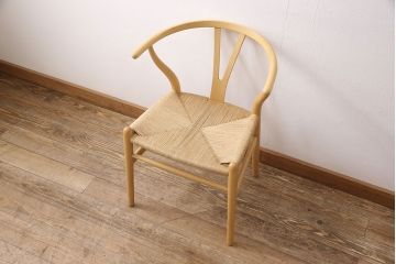 中古　北欧家具　デンマーク　ビーチ材　CARL HANSEN & SON(カール・ハンセン&サン) CH24 Yチェア ナチュラルスタイルの空間づくりにおすすめのペーパーコードダイニングチェア(アームチェア)(R-054167)