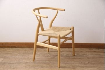 中古　北欧家具　デンマーク　ビーチ材　CARL HANSEN & SON(カール・ハンセン&サン) CH24 Yチェア ナチュラルスタイルの空間づくりにおすすめのペーパーコードダイニングチェア(アームチェア)(R-054168)