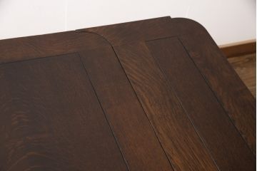 イギリスアンティーク　オーク材　上手物　脚や天板の縁など凝ったつくりが見事なドローリーフテーブル(ダイニングテーブル、エクステンションテーブル)(R-054173)