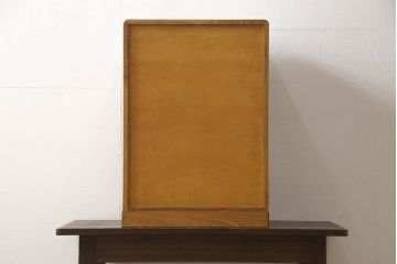 中古　美品　指物家具　前面は桑材+網代(あじろ)　天板と側面は栓材　美しい網代模様が目を引く小引き出し(小物収納、卓上収納)(R-054178)