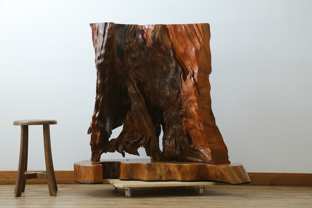 中古　民芸家具　カエデ材　迫力ある佇まいが見事な衝立て　(R-054179)