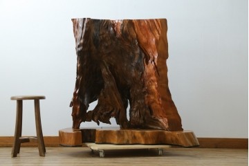 中古　民芸家具　カエデ材　迫力ある佇まいが見事な衝立て　(R-054179)