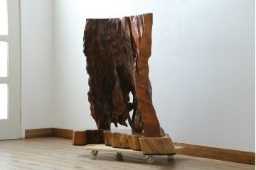 中古　民芸家具　カエデ材　迫力ある佇まいが見事な衝立て　(R-054179)