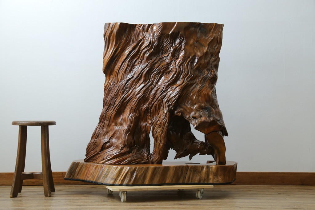 中古　民芸家具　カエデ材　迫力ある佇まいが見事な衝立て　(R-054179)