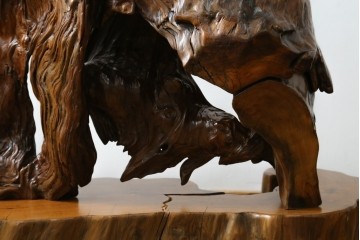 中古　民芸家具　カエデ材　迫力ある佇まいが見事な衝立て　(R-054179)