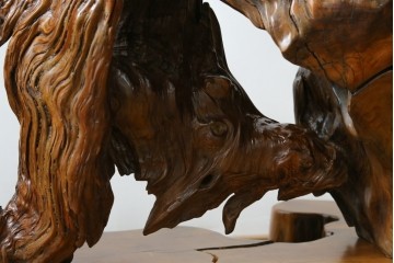 中古　民芸家具　カエデ材　迫力ある佇まいが見事な衝立て　(R-054179)