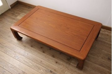 中古　指物家具　井上昇山作　花梨(カリン)材　洗練された雰囲気が上質な和の空間にぴったりな座卓(ローテーブル、センターテーブル)(R-054180)
