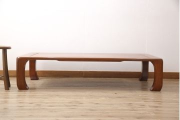 中古　指物家具　井上昇山作　花梨(カリン)材　洗練された雰囲気が上質な和の空間にぴったりな座卓(ローテーブル、センターテーブル)(R-054180)