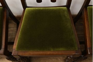 イギリスアンティーク　オーク材　Grange Furnishing Stores　英国よりやってきた!細やかな意匠が随所に施された優雅なチェア4脚セット(ダイニングチェア、椅子)(R-054182)