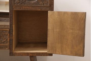 中古　軽井沢彫り　直線的なフォルムと木の温かみある風合いが絶妙にマッチしたドレッサー(鏡台、ミラー)(R-054184)