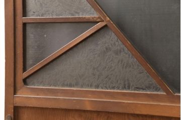 アンティーク建具　昭和初期　大正ロマン　型変わり　デザインがいいね!　異なるガラスの質感が素敵な障子戸(ガラス戸)2枚セット(引き戸、建具)(R-054189)