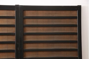 アンティーク建具　漆枠　上手物!　美しい柾目が目を引く横桟入り板戸2枚(引き戸、帯戸、建具)(R-054190)