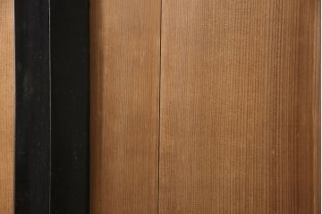 アンティーク建具　漆枠　上手物!　美しい柾目が目を引く横桟入り板戸2枚(引き戸、帯戸、建具)(R-054190)