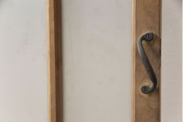 アンティーク建具　大正ロマン　水色と黄色がかわいいアクセント　色ガラス入りガラス扉1枚(ドア、ガラス戸、建具)(R-054191)