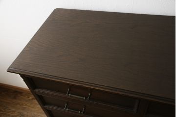 ヴィンテージ家具　神戸洋家具　永田良介商店　和洋折衷の空間に馴染むS型整理タンス・6段(引き出し、チェスト、ビンテージ)(R-054193)