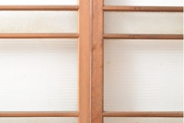 和製アンティーク　レトロな佇まいが昔懐かしいガラス戸2枚セット(引き戸、建具)(R-054195)