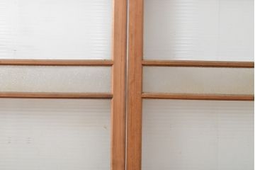 和製アンティーク　レトロな佇まいが昔懐かしいガラス戸2枚セット(引き戸、建具)(R-054195)