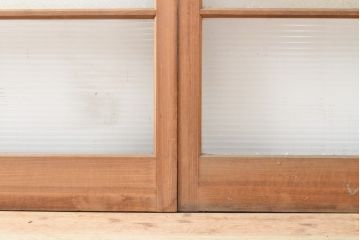 和製アンティーク　レトロな佇まいが昔懐かしいガラス戸2枚セット(引き戸、建具)(R-054195)