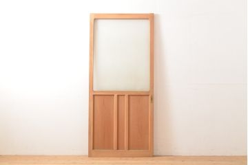  和製アンティーク　ナチュラルな風合いがあたたかみを感じる引き戸1枚(ガラス戸、建具)(R-054196)