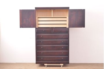 中古　美品　北海道民芸家具　品のある佇まいが魅力的なチェスト(洋服タンス、整理箪笥、和たんす、引き出し)(R-054202)