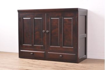 中古　北海道民芸家具　脚または台輪を付けてリメイク!上品な佇まいが魅力のサイドボード(収納棚、戸棚、キャビネット)(R-054203)