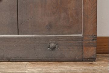 アンティーク建具　総ケヤキ材(欅)　古き時代の味わいが魅力的な格子蔵戸(玄関戸、玄関ドア、引き戸)(R-054213)